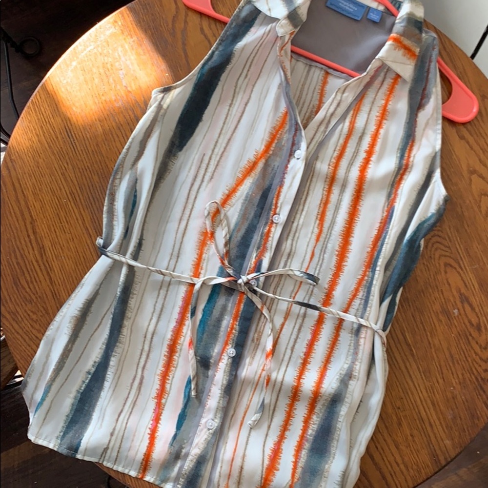 Simply Vera Wang Orange Sleeveless Button Top